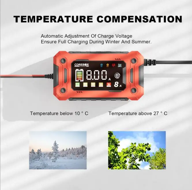 12V 15A 8A Auto- und Motorrad-Smart-Batterieladegerät für Lifepo4 Blei-Säure AGM Digital-Touchscreen Lithium-Eisenphosphat-Ladegerät – Detail 16