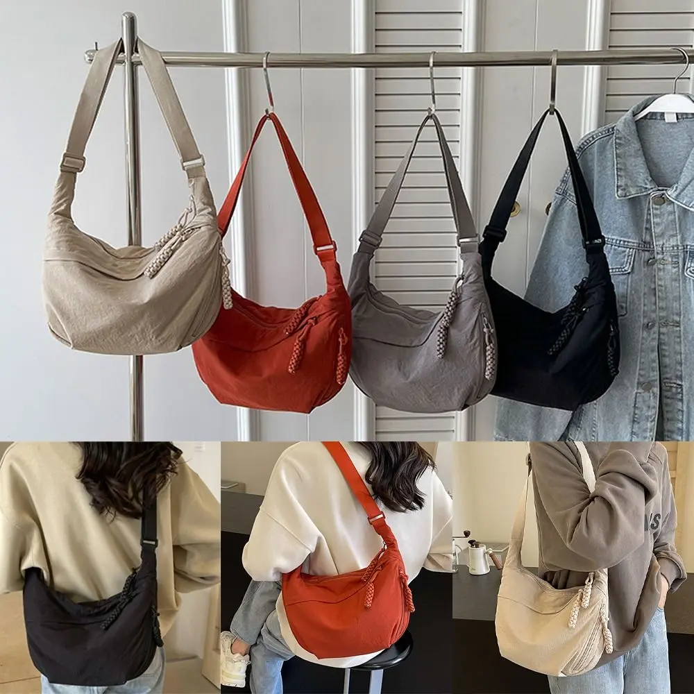 

New Canvas Crossbody Bags Korean Simplified Lightweight Shoulder Bag Large Capacity Solid Color Sports Hobos Bag Travel