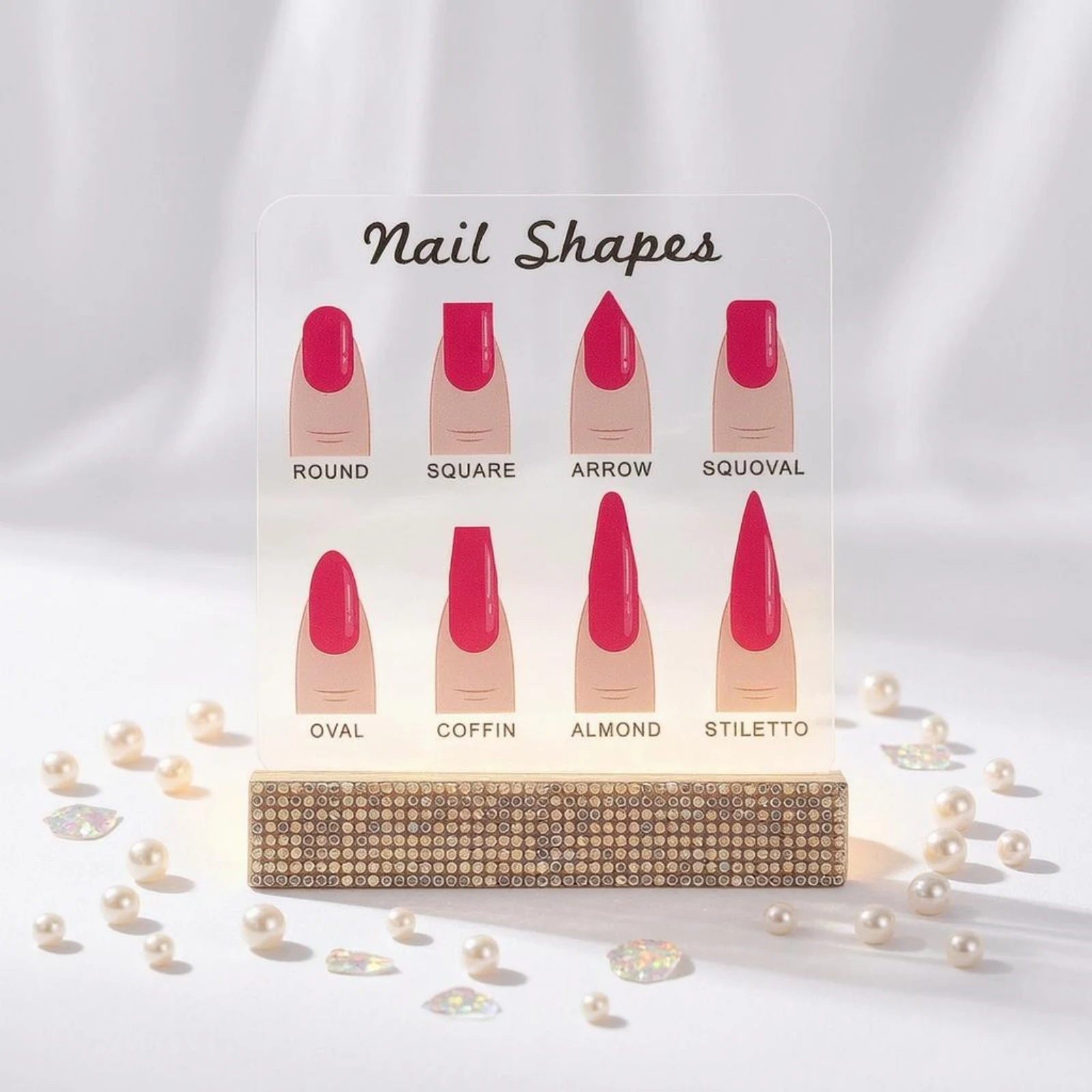 Nail Shape Chart Decorative Acrylic Nail Display Stand Beauty Supply Countertop for Manicurists