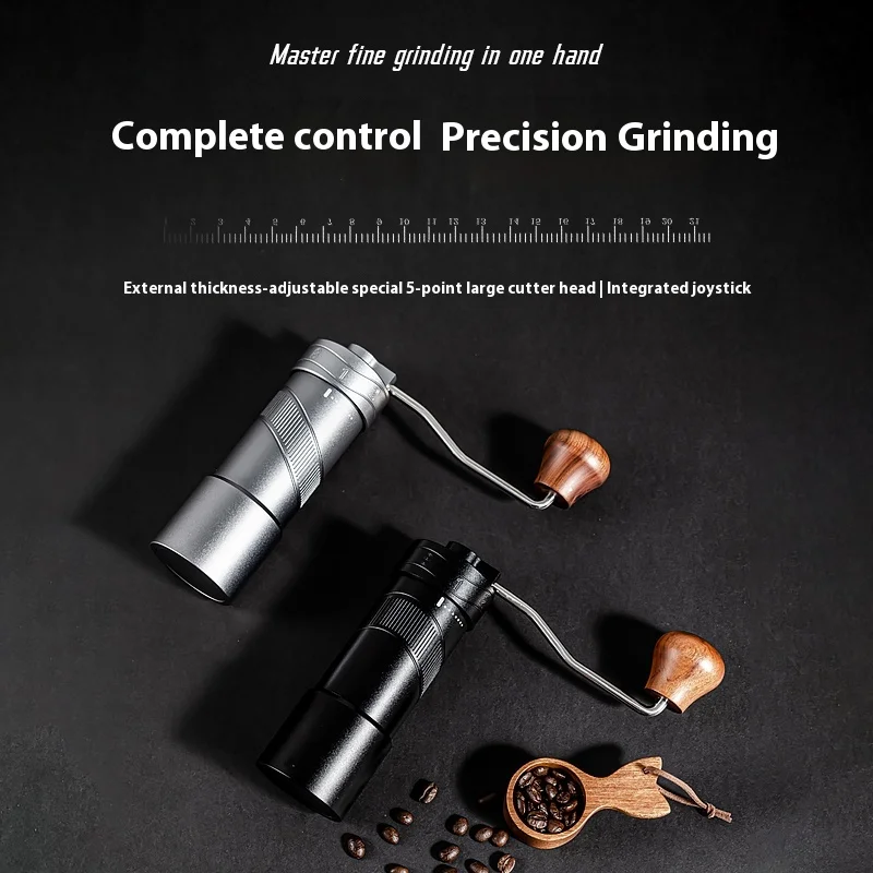 

Manual Coffee Grinder CNC Steel Core Grinder Portable External Adjustable Hand Crank Mill for Home Camping Travel Use
