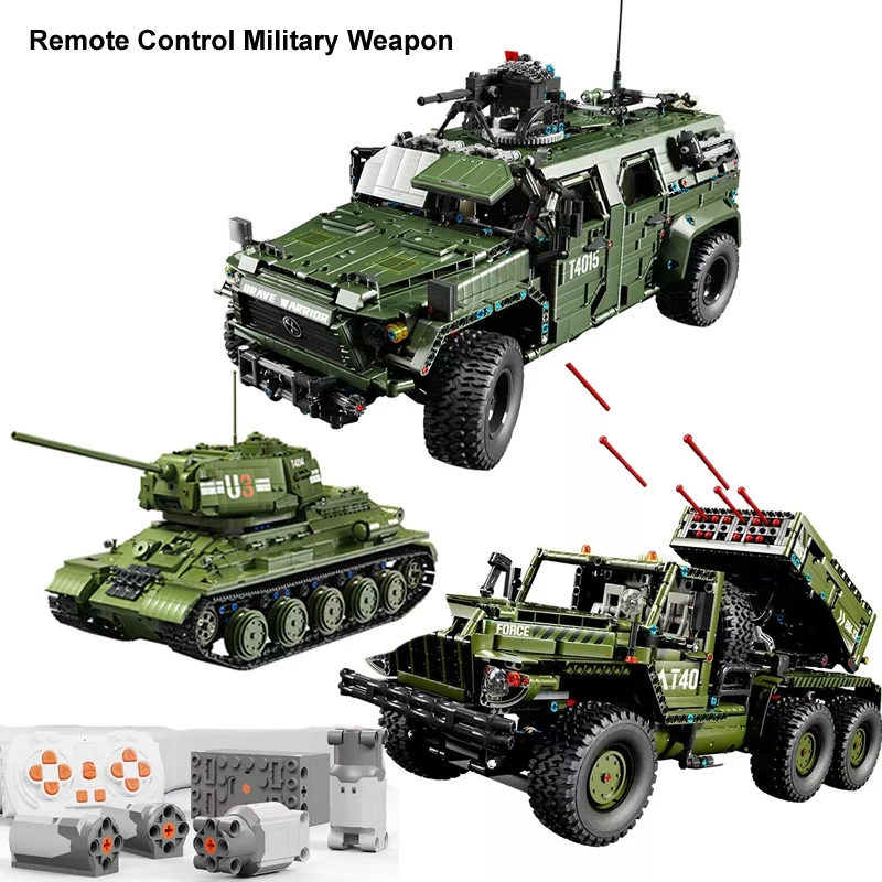 WW2 Military Weapon RC BM13 Katyusha Rocket Launcher Card 27 Helicopter Building Block Bricks Off-Road Vehicle SUV T34 Tank Toys