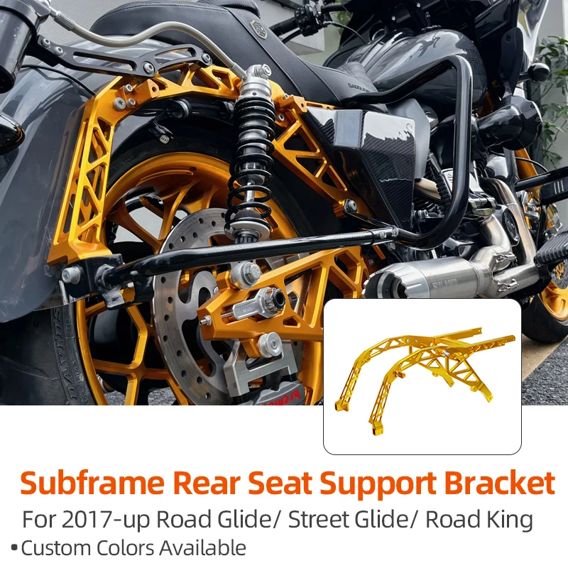 Motorcycle Subframe Rear Seat Support Frame Bracket Aluminum Custom for 2017-up Harley Touring Road Glide Street Glide Road King