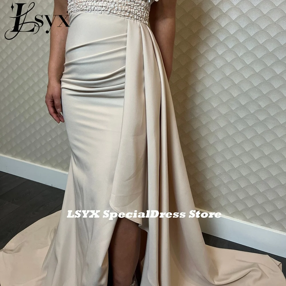 LSYX One Shoulder Sweetheart Side Slit Elegant Evening Dresses Sexy Backless Mermaid Formal Party Gowns Robe Femme Soirée