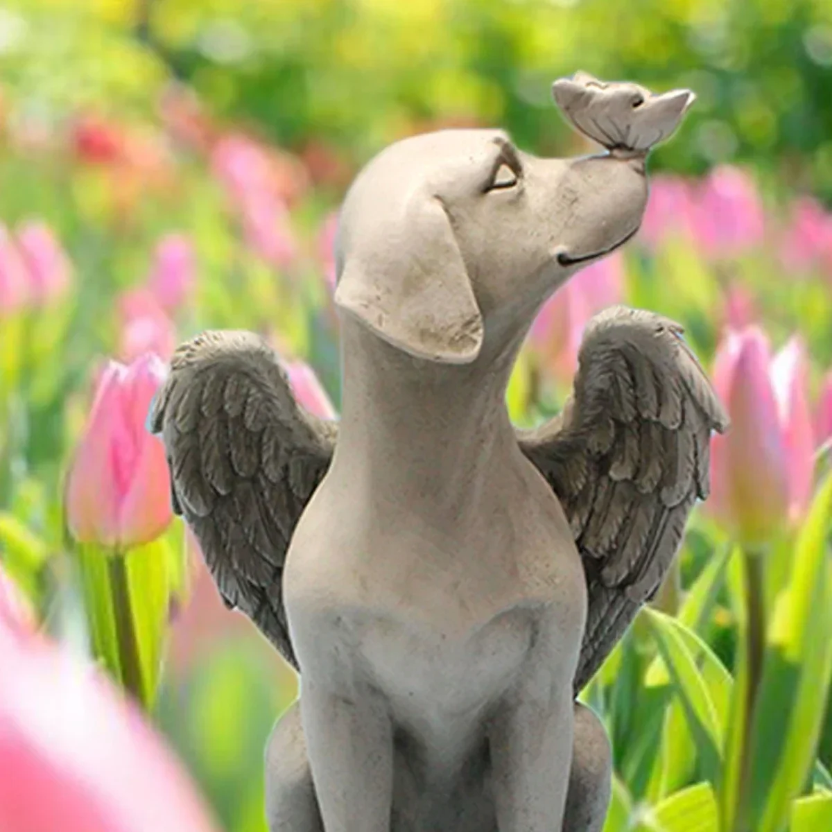 Pet Tombstone Memorial Stone Angel Dog Statue Resin Dog Grave Marker Garden Outdoor Pet Loss Tribute