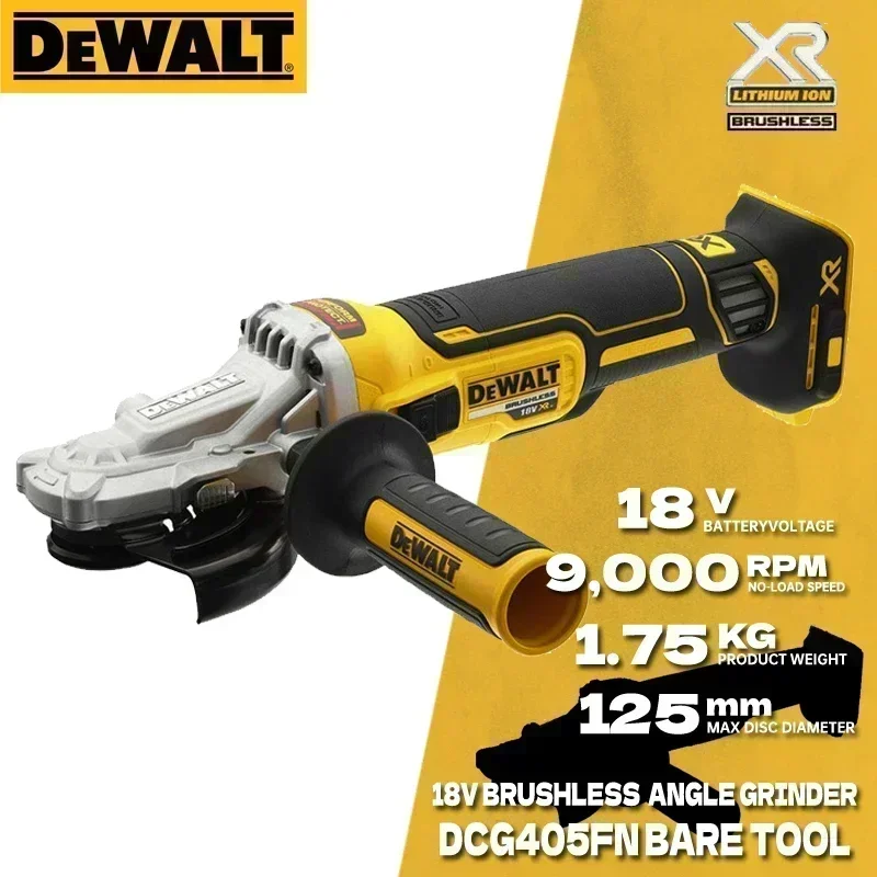 DEWALT Angle Grinder 18V Brushless Motor Cordless Cutting Machine 125mm Rechargeable Handheld Polishing Machine DCG405FN