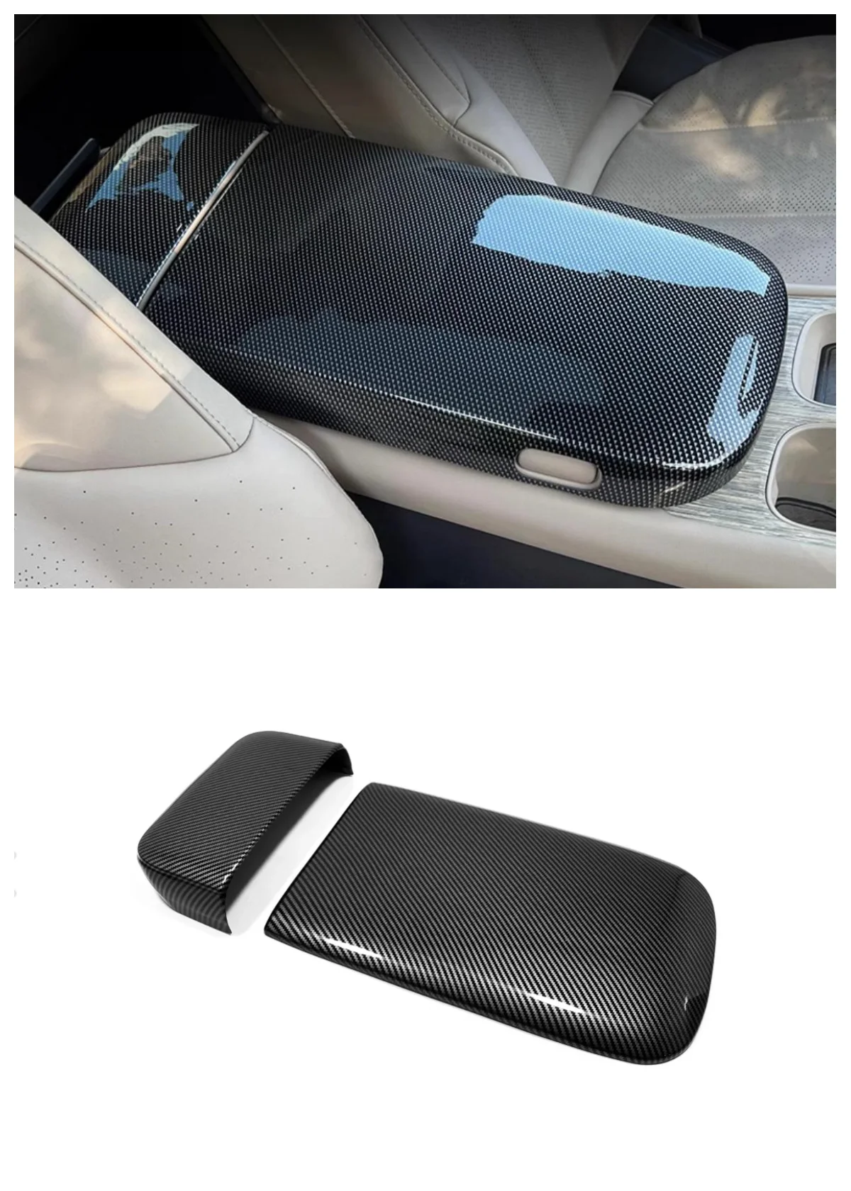 Suitable for NIO ES7 2023 armrest box cover ABS decoration Auto Parts carbon fibre Peach wood 4 piece set