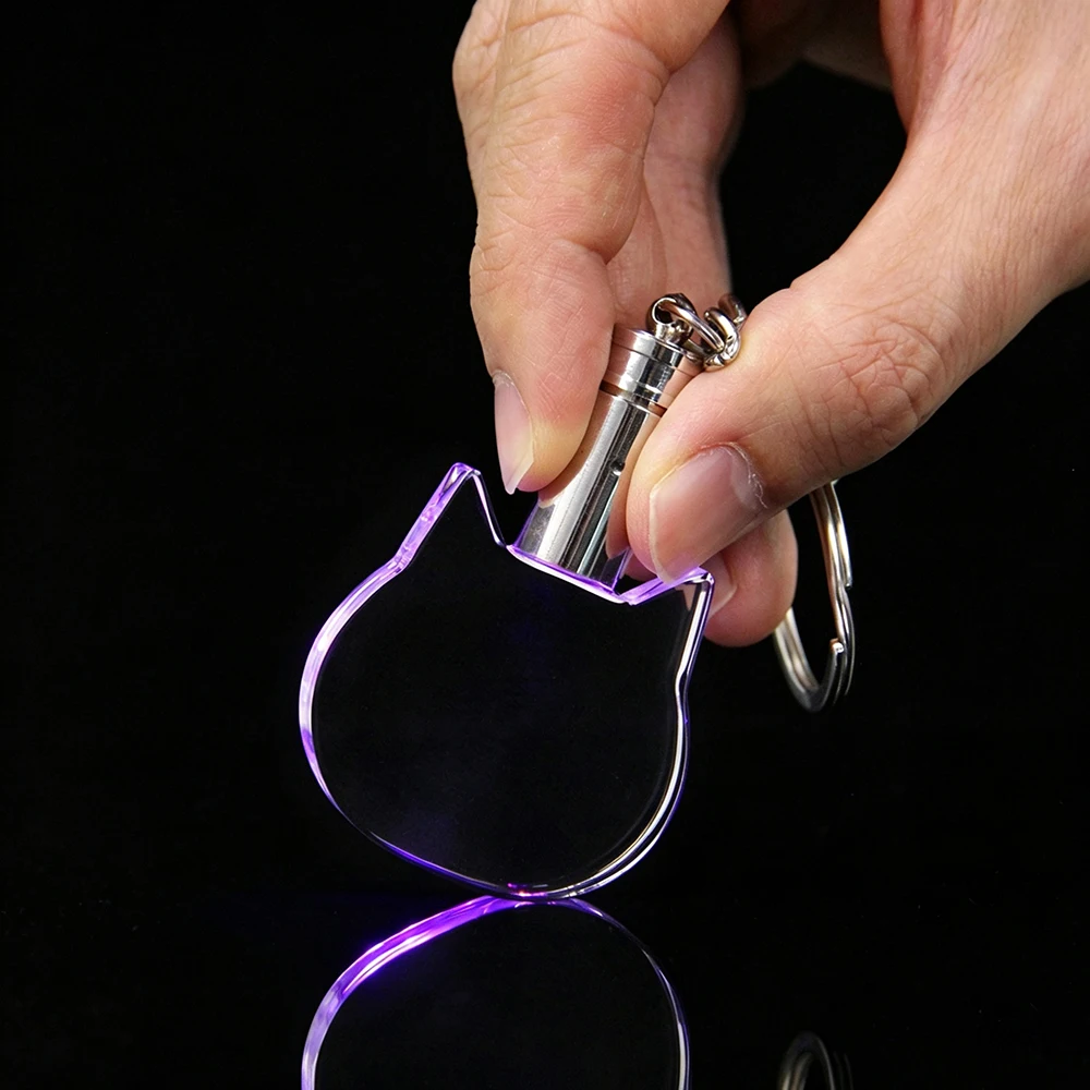 Customization Crystal Keychain Pet Souvenirs 3D Laser Engraving DIY Picture Crystal Lighting Keyring with Gift Box