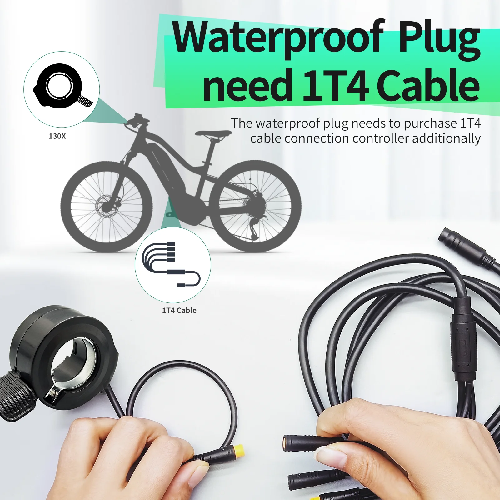 WUXING Palanca de dedo 130X Acelerador de pulgar Ebike 3 pines Impermeable/Enchufe SM Acelerador de pulgar de bicicleta eléctrica