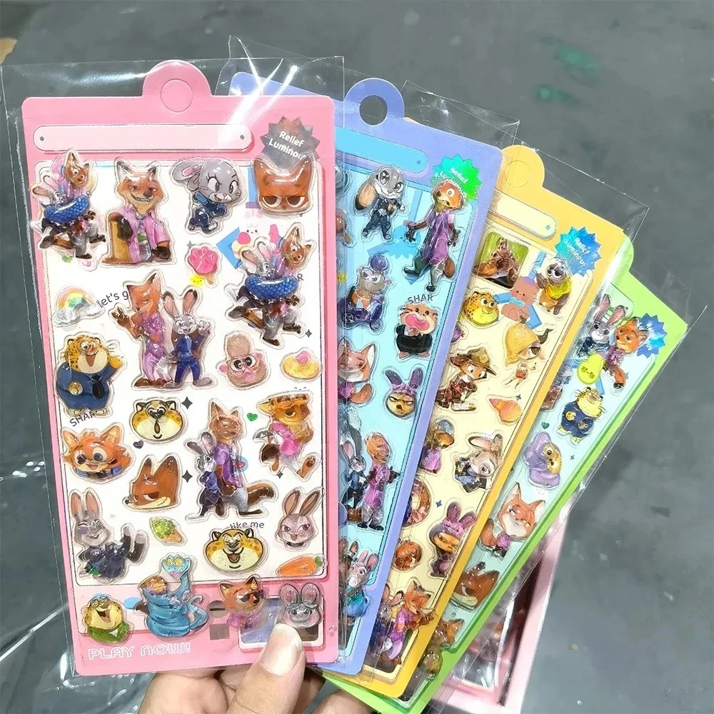 

Zootopia 3D Crystal Sticker Disneys Cute Judith Nick Stationery Paster Kids Notebook Luggage Box Decor Children Classic Toy Gift