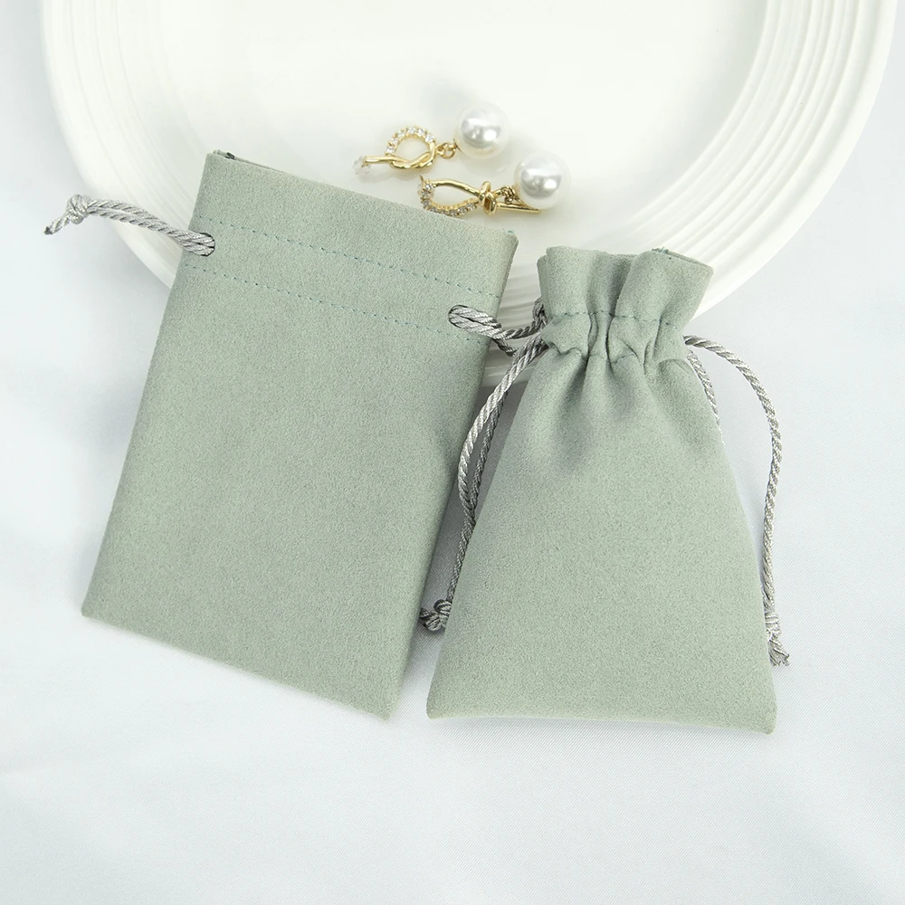 100pcs Microfiber Jewelry Gift Bag 9x12cm 10x15cm Small Organizer Bags for Necklace Earring Ring Drawstring Pouch Wedding Favors