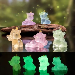 Cartoon Miniature Unicorns Statue Home Decoration DIY House Decoration Accessories Cute Kawaii Luminous Unicorns Dolls Gifts