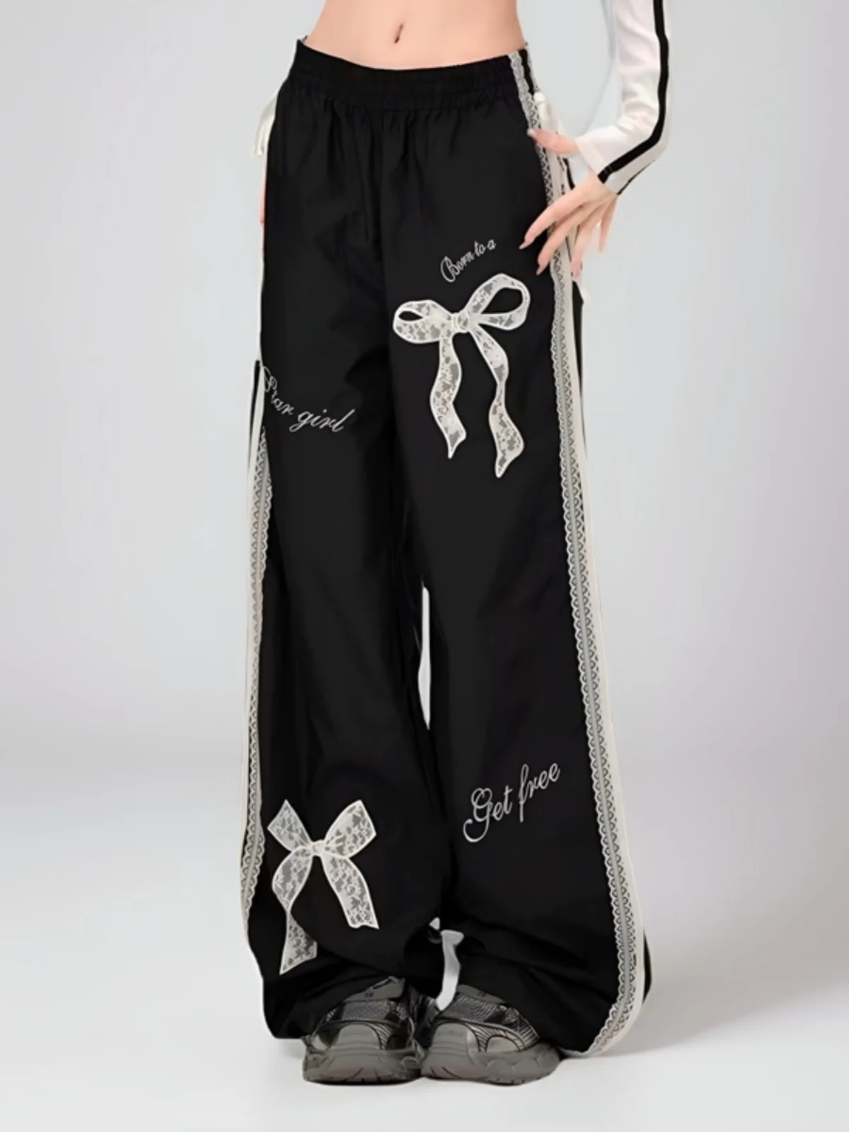 

Women's Black Baggy Pants Sweatpants Long Pants Harajuku Japanese 2000s Style Y2k Gyaru Vintage Trousers Clothes Summer