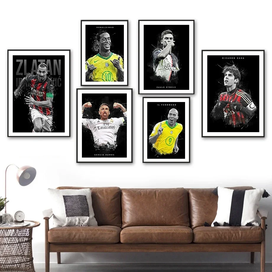 Wall Art Canvas Painting FIFA Football Champion Legend KAKA Ronaldinho Nordic Posters And Prints Club Decor Pictures Living Room