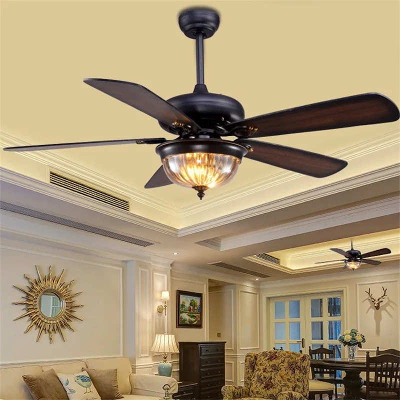 Outdoor Waterproof Sun Protection DC Motor 35W Ceiling Fans Glass House Courtyard Summer House Ceiling Fan Lighting