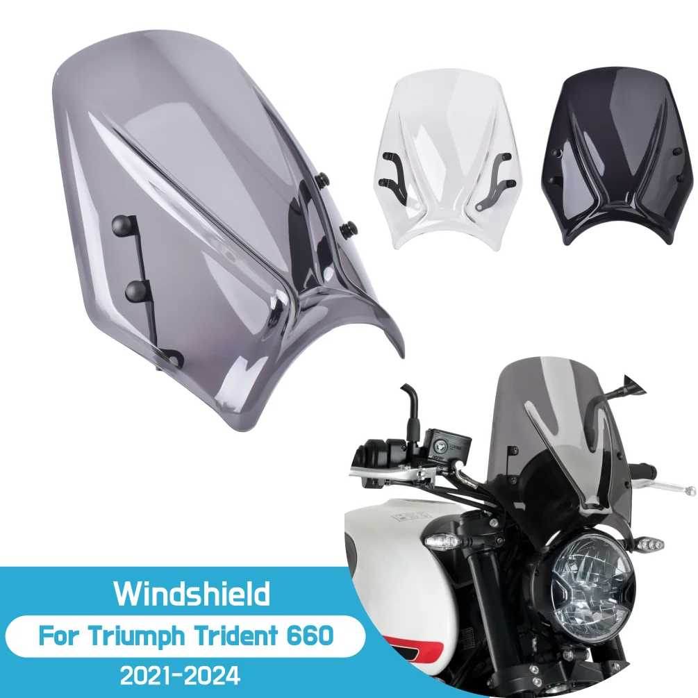 

Для Trident 660 2021-2024 лобовое стекло мотоцикла, дефлектор ветра, экран для Triumph Trident660, аксессуары