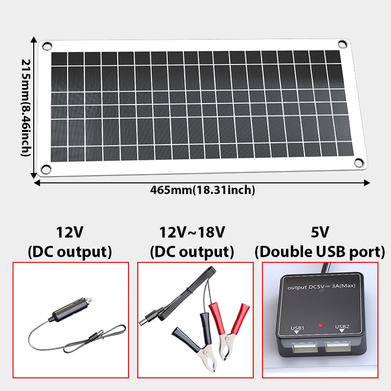 1000W Solar Panel 12V Solar Cell 100A Controller Solar Plate Kit for LED Light RV Tent Camping Fishing Outdoor Battery