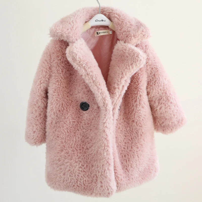 Autumn and Winter Girls\' New Velvet and Thickened Lapel Solid Color Windproof and Warm Fashion Versatile Cotton Clothes