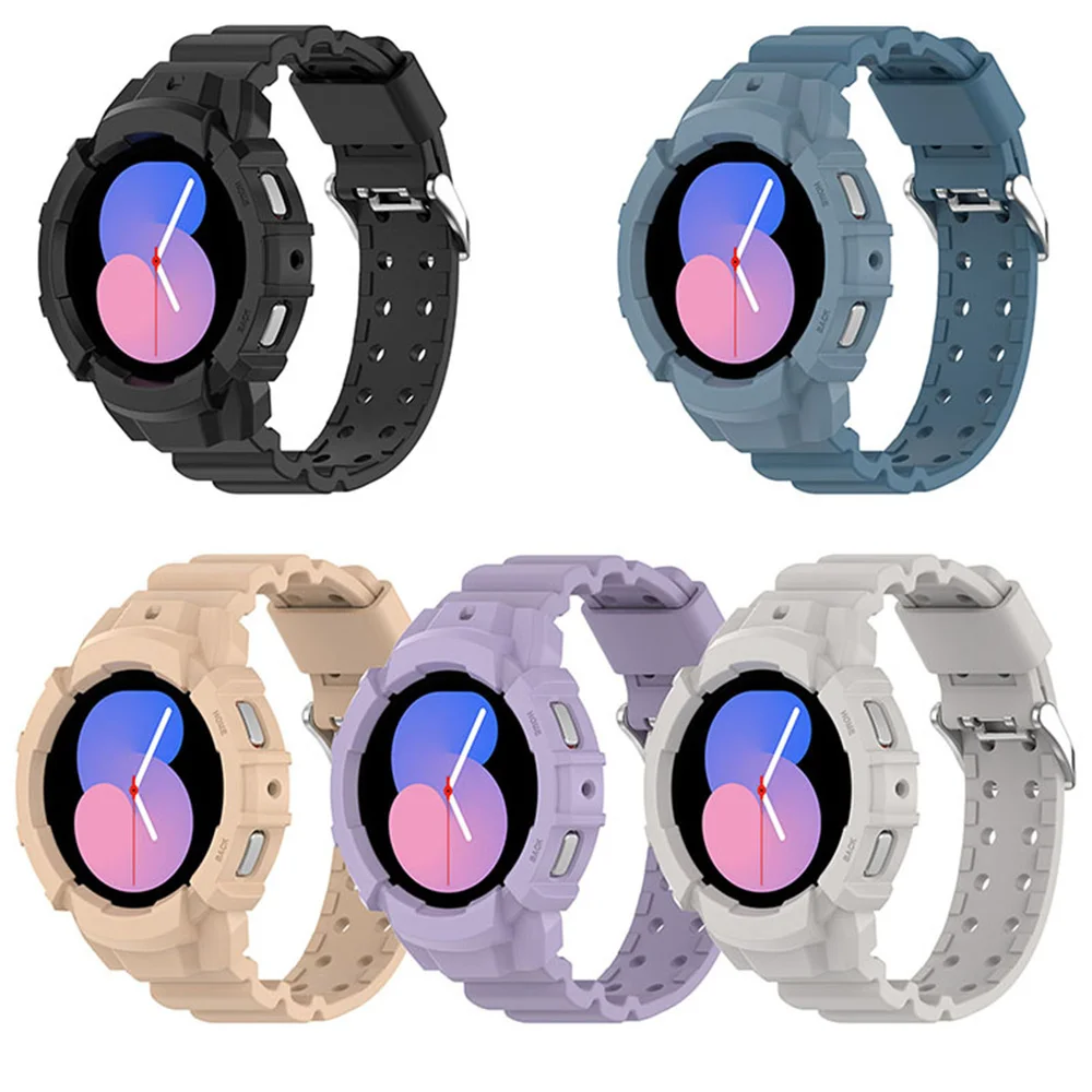 Case+Strap for Samsung Galaxy Watch 5 40mm 44mm Silicone Bracelet Protector Cover for Samsung Watch 4 40mm 44mm Classic Strap