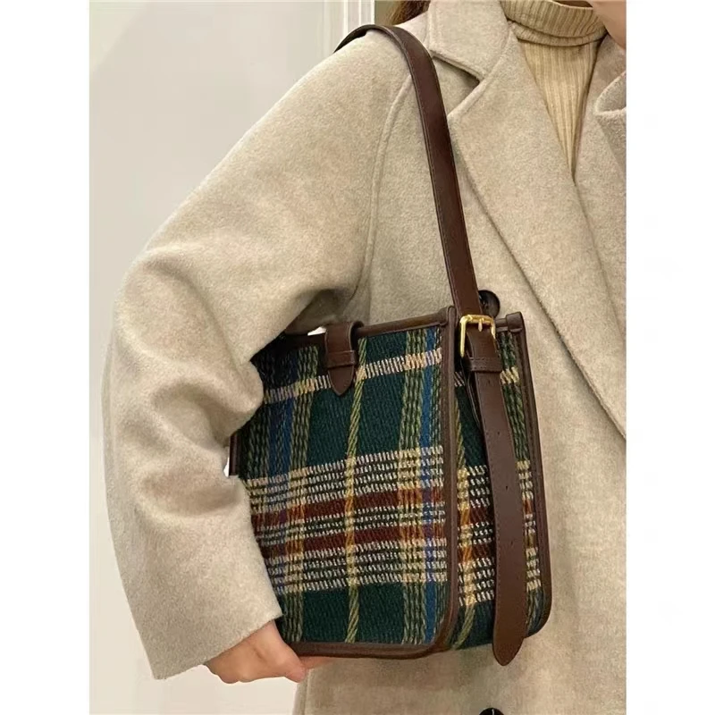 Retro Plaid Square Women\'s Crossbody Bag Fashion Sweet Casual Female Shoulder Bags Casual Vintage Ladies Handbags Purse Tote