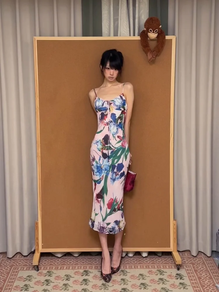

Uomosi STAZF7 Floral Print Halter Dress Women's Summer Sexy Vacation Style Wrap around Skirt Casual Floral Dress for Ladies