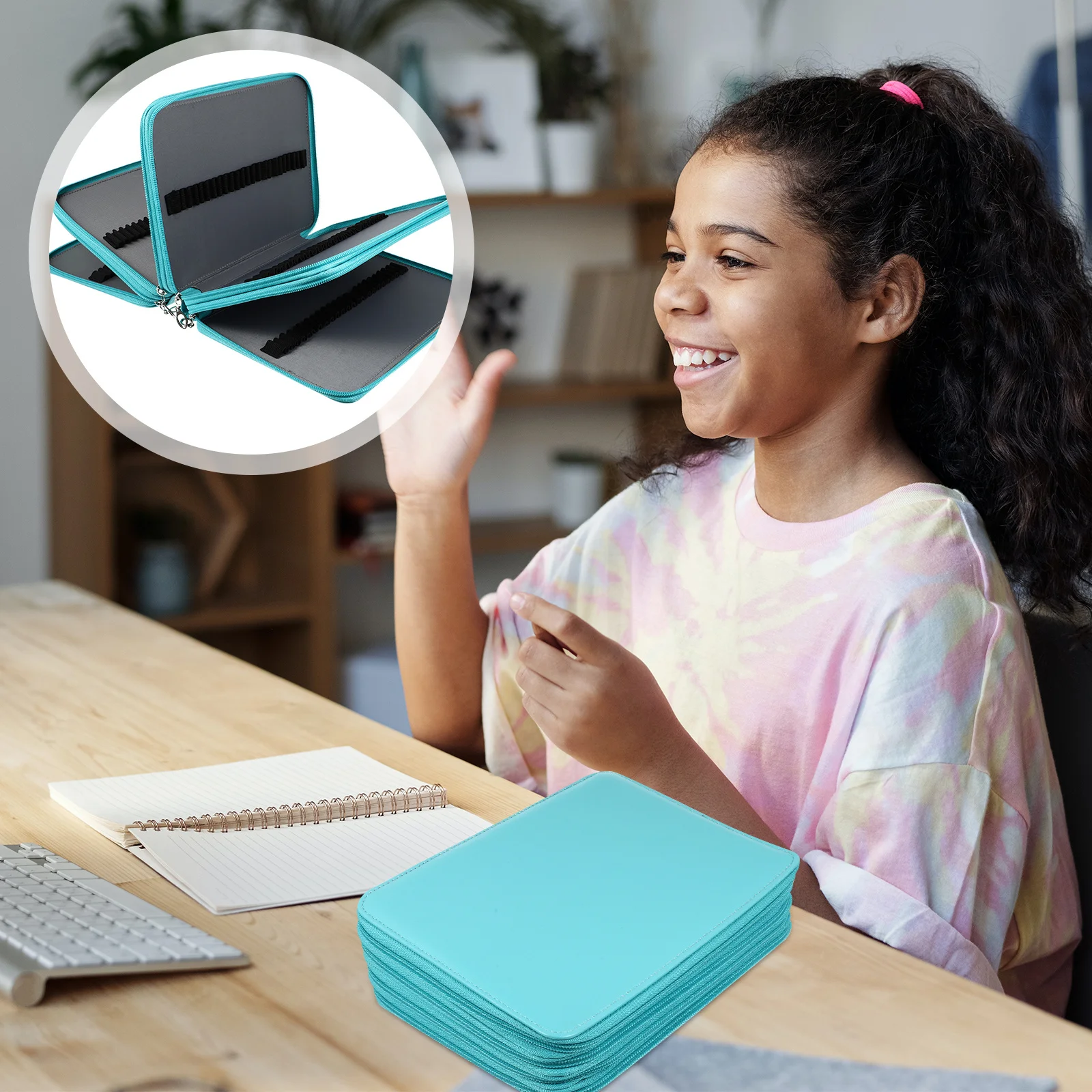 

Portable Art Pencils Pouch Large Capacity Multi-Pocket Drawing Pencil Bag Organizer for Watercolor Oil Painting Pens Storage