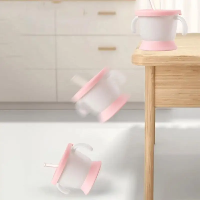 U13F طفل أكواب الطفل كوب بقشة Spoutless الانتقال كوب كوب سيليكون مع 2 مقابض كوب تدريب كوب الشرب للرضع