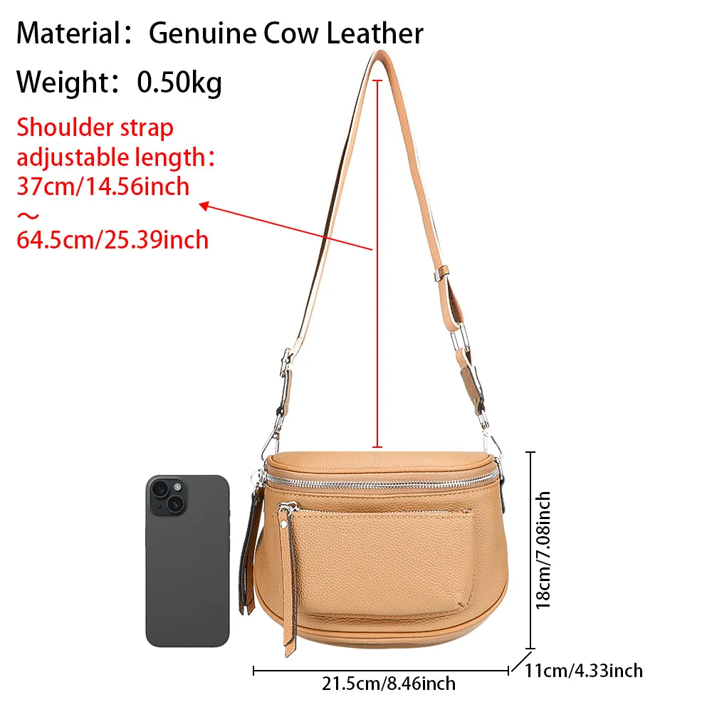 Royal Bagger Genuine Leather Saddle Bags, Large Capacity Crossbody Bag, Trendy Retro Shoulder Purse for Women 1646