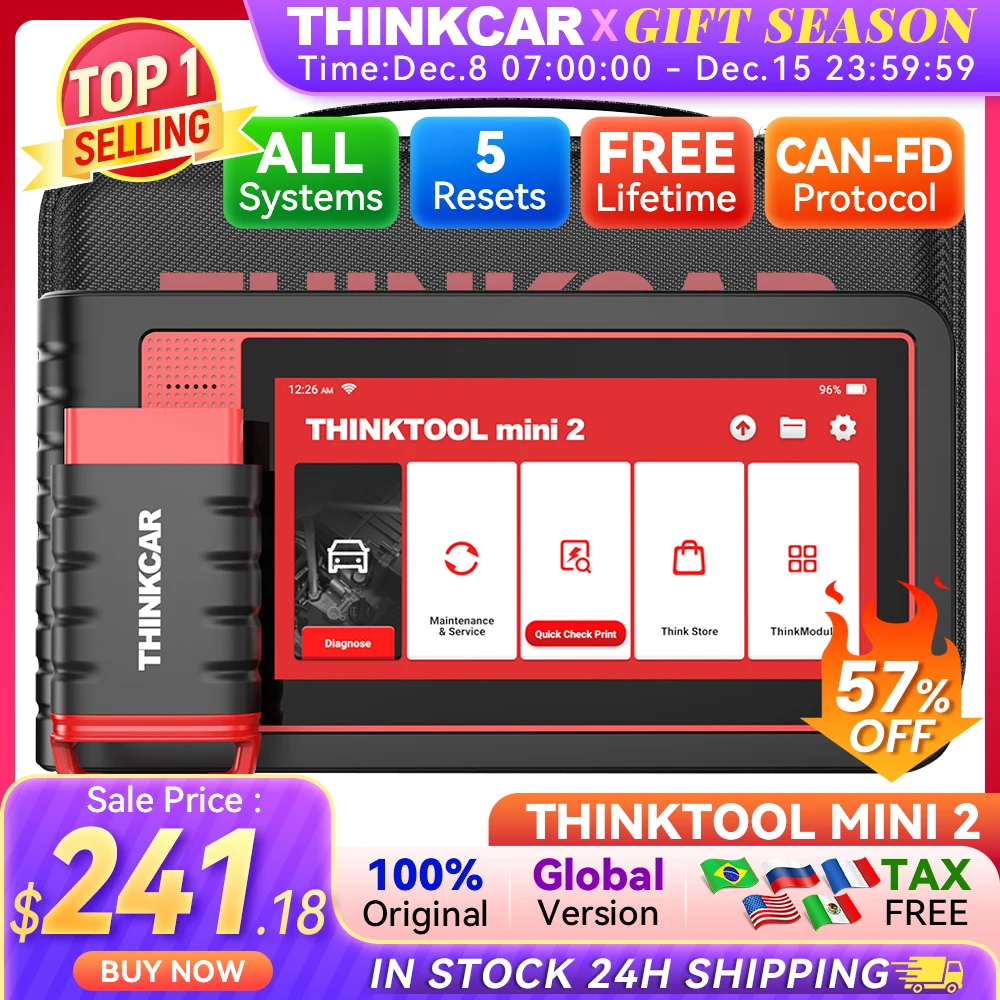 THINKCAR THINKTOOL MINI 2 CANFD Auto Car  Diagnostic Tools Obd2 Scanner Bi-directional Scan Tool 28 Resets Full System Diagnose 