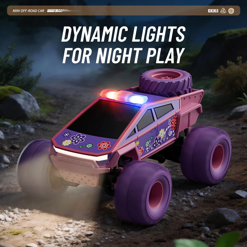 New model 1:64 mini alloy remote control truck 2.4G four-wheel drive big foot off-road vehicle simulation model children toy car