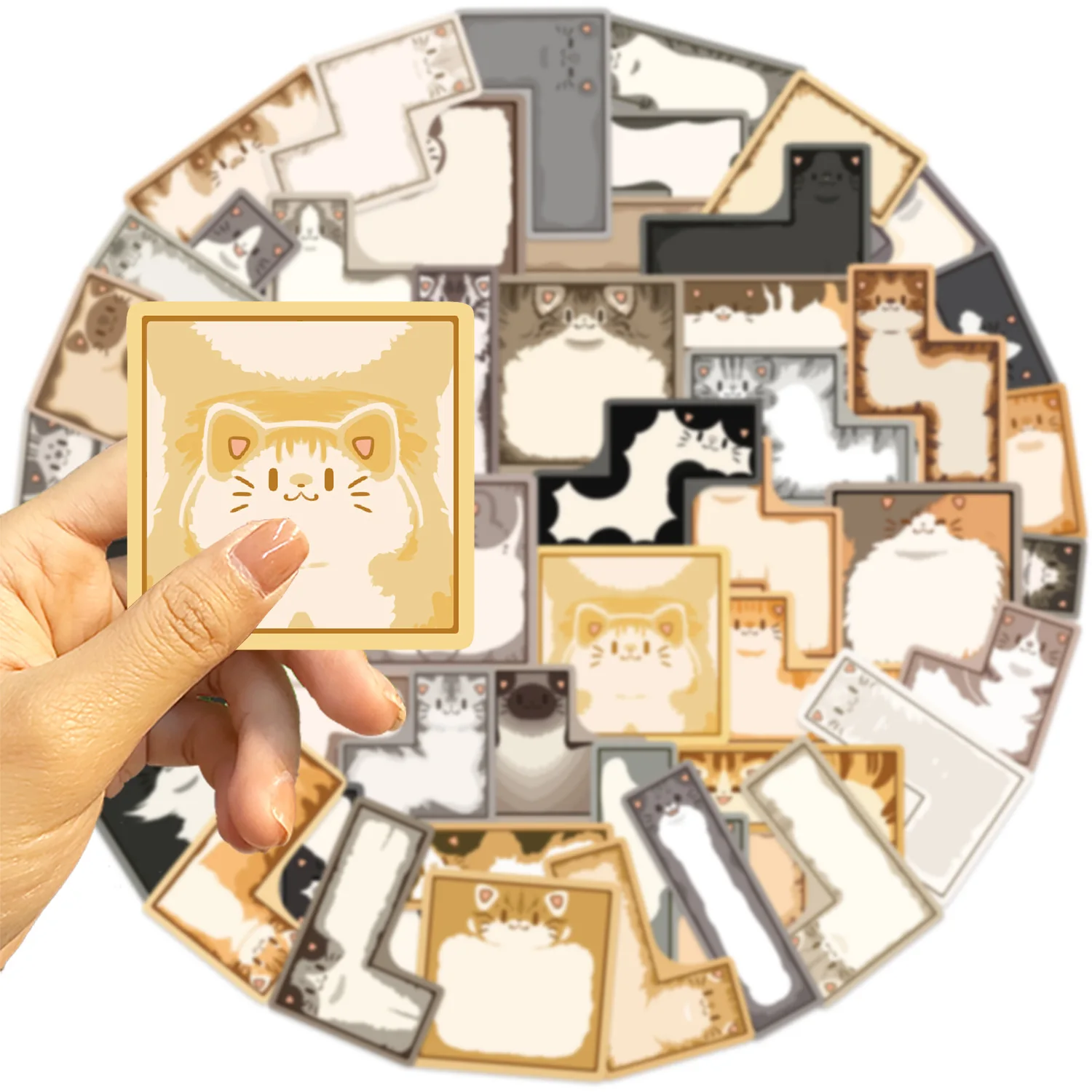 

10/30/50PCS Fashion Cartoon Adorable Square Cat Stickers Decals for Water Cup Phone Computer Notebook Stationery Luggage