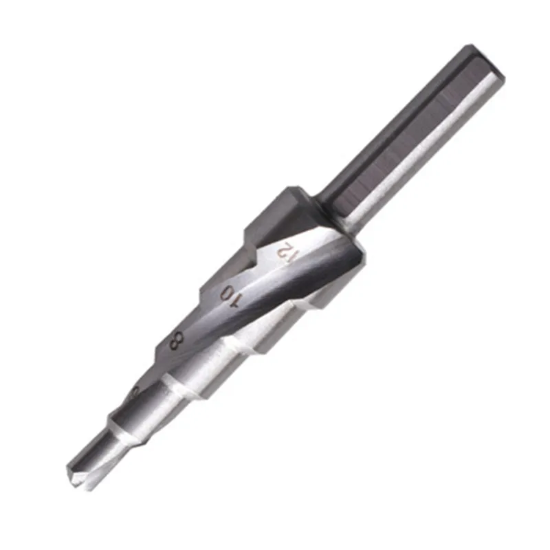Broca de paso de flauta recta HSS de 3-12mm, 4-12mm, 4-20mm, cortador de agujeros de Metal y madera plateada, juego de herramientas de corte