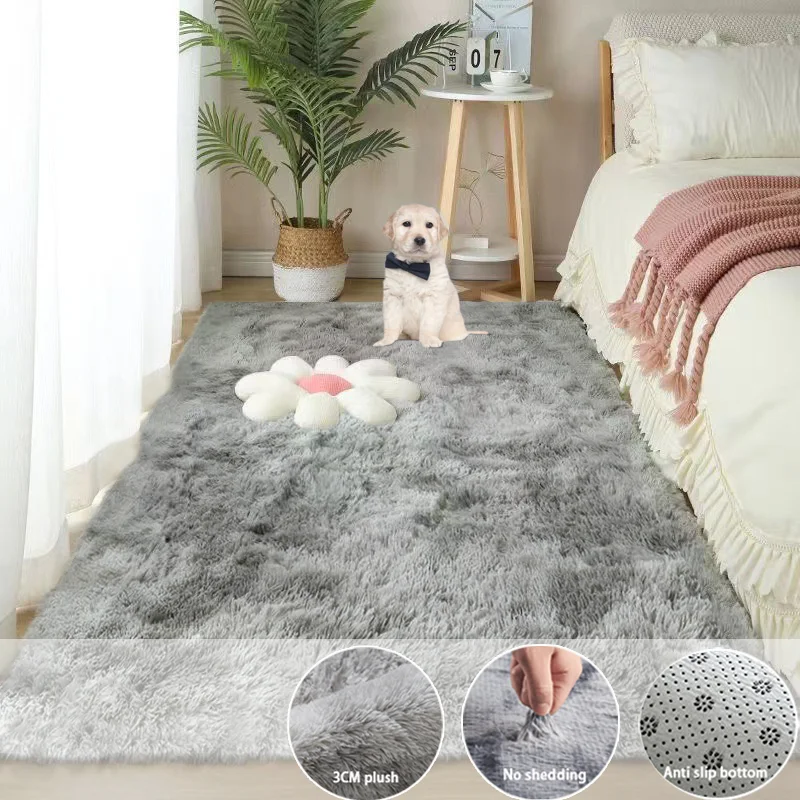 Large Size Plush Tie-Dye Room Rug Soft Fluffy Floor Carpet For Living Room Anti-slip Children Bedroom Mat Winter Home Decoration