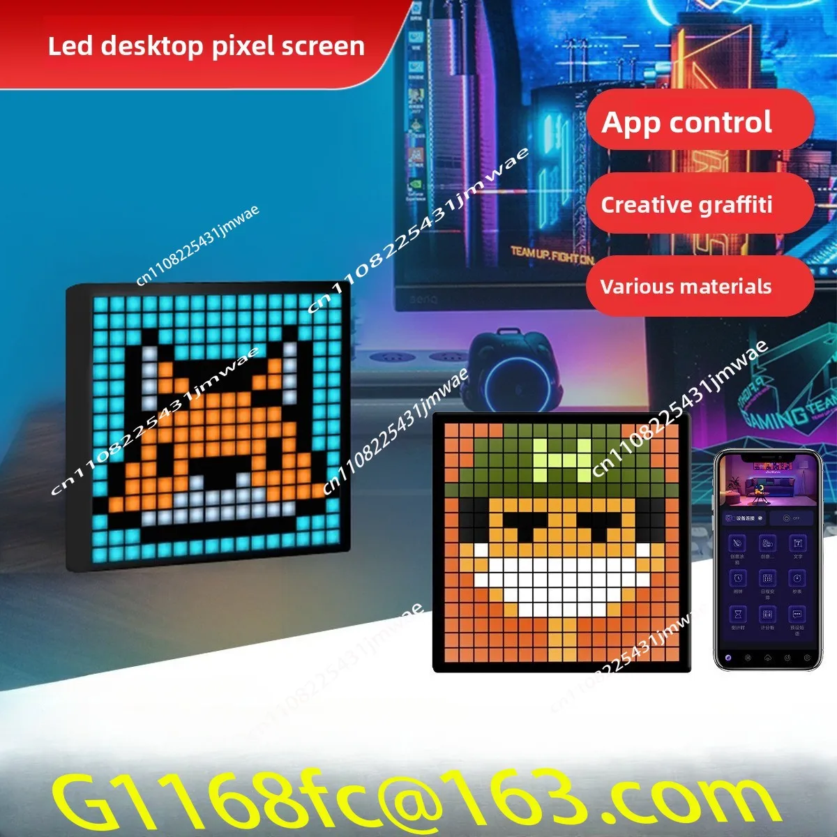 LED pixel display Bluetooth pixel light creative screen Wall-mounted pixel screen Ambient light