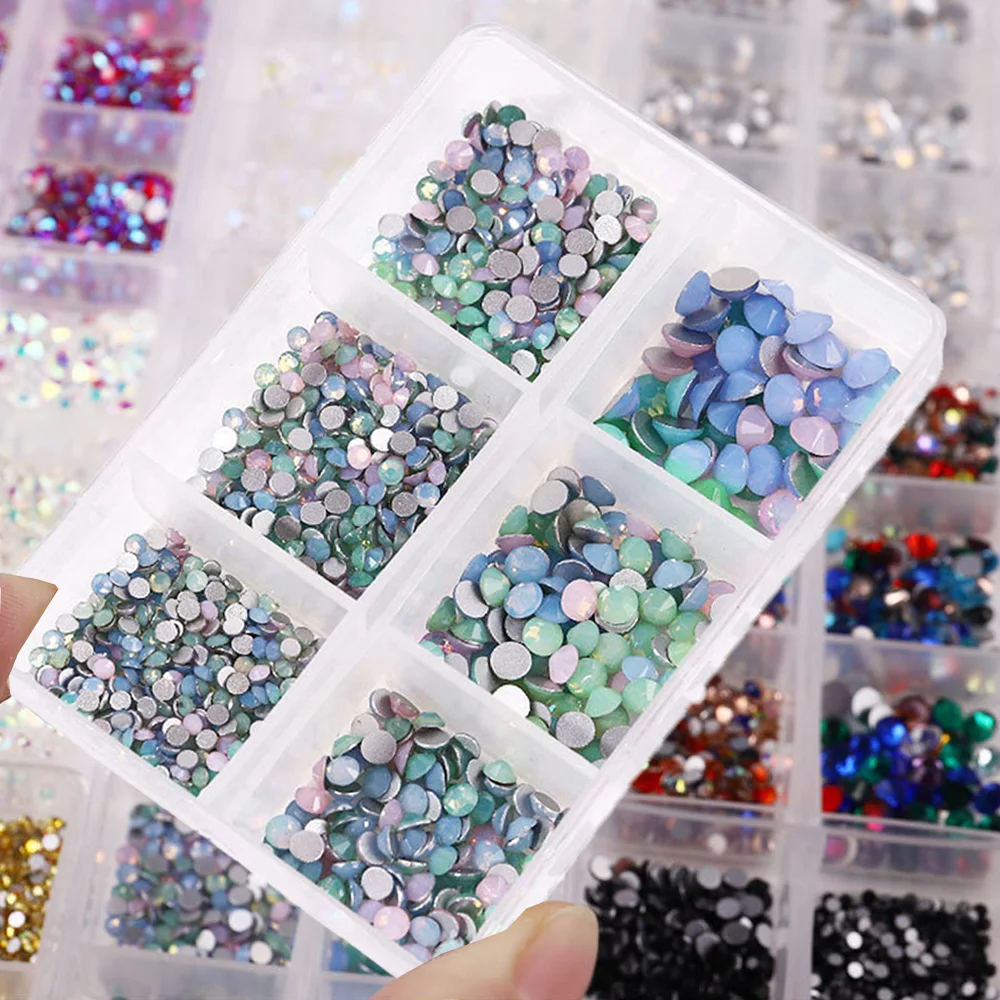 900-1000 Blue Strass per unghie in vetro Aurora Nail Decor Mix Sizes ss6-ss20 Flat Back Crystal Stone Glitters Nails Rhinestone#