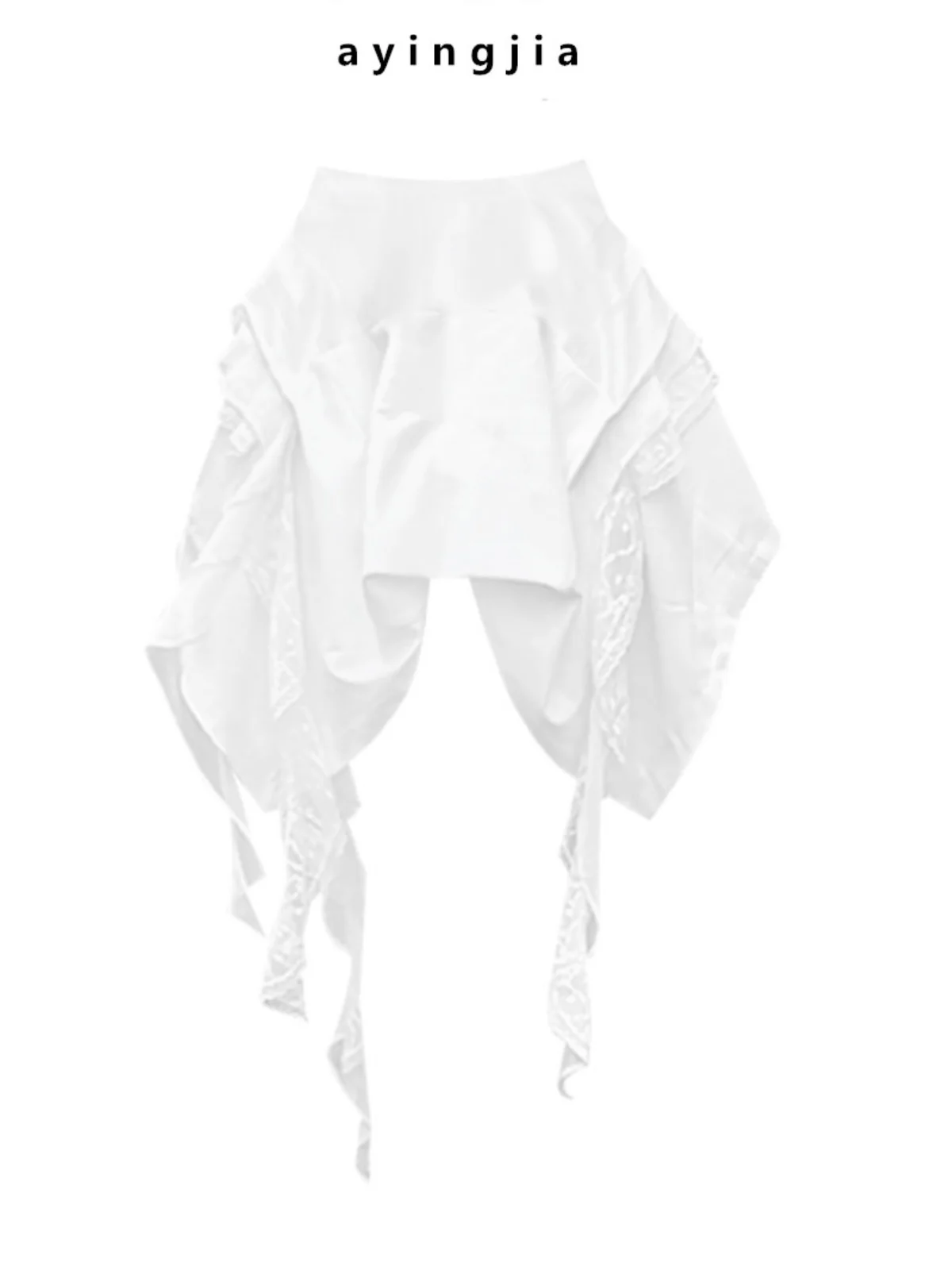 

Белая кружевная юбка с асимметричным подолом, женская, с высокой талией, для офиса, облегающая, тонкая, однотонная, осенняя