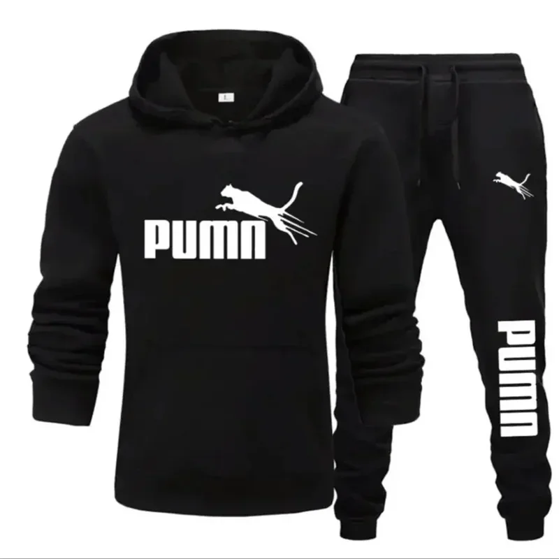 

New Autumn and Winter Men's Pullover Hoodie + Pants 2-piece Fashionable and Trendy Fitness Jogging Casual Sportswear Set