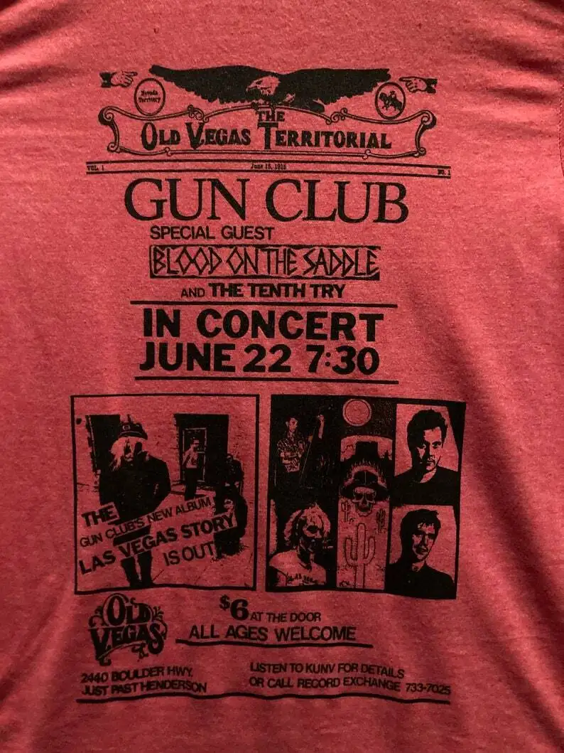 

The Gun Club At Old Vegas Red T-Shirt Front Printed Unisex Shirt Te2276