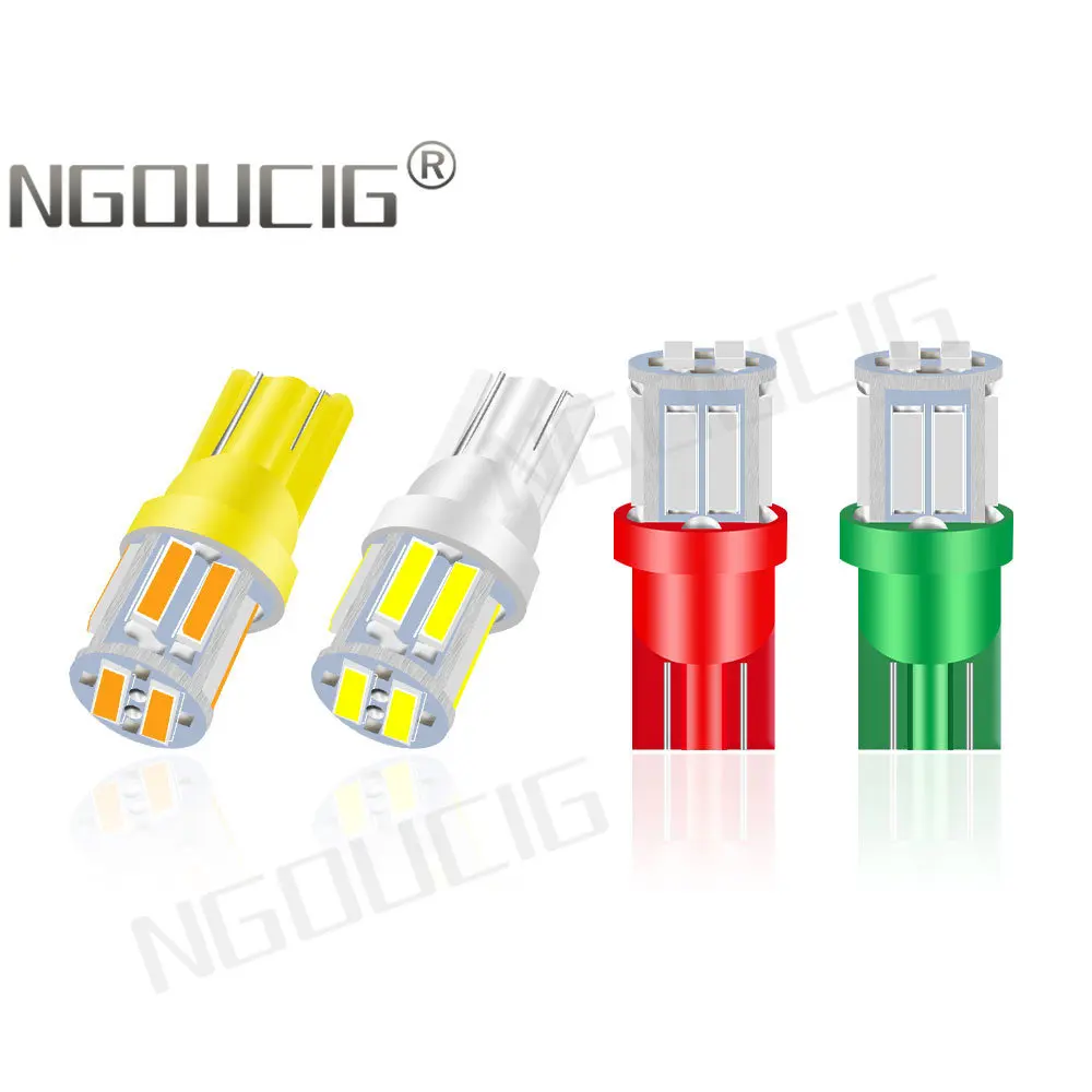 NGOUCIG 2PCS 7020 194 T10 Led Bulb W5W Car Interior License Plate Door Reading Side Marker Dome Signal Lamp Parking Light Red