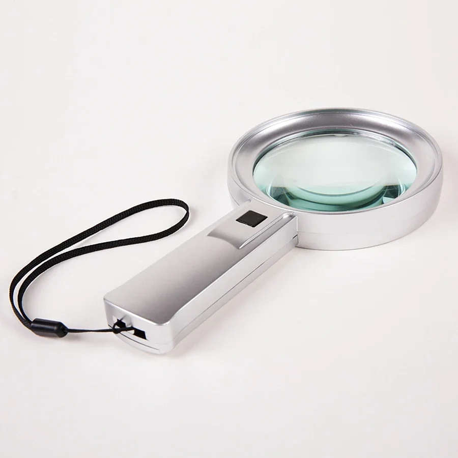 Lupa de lente de alta definición 2.5X de 70mm, lupa de mano con 6 luces LED