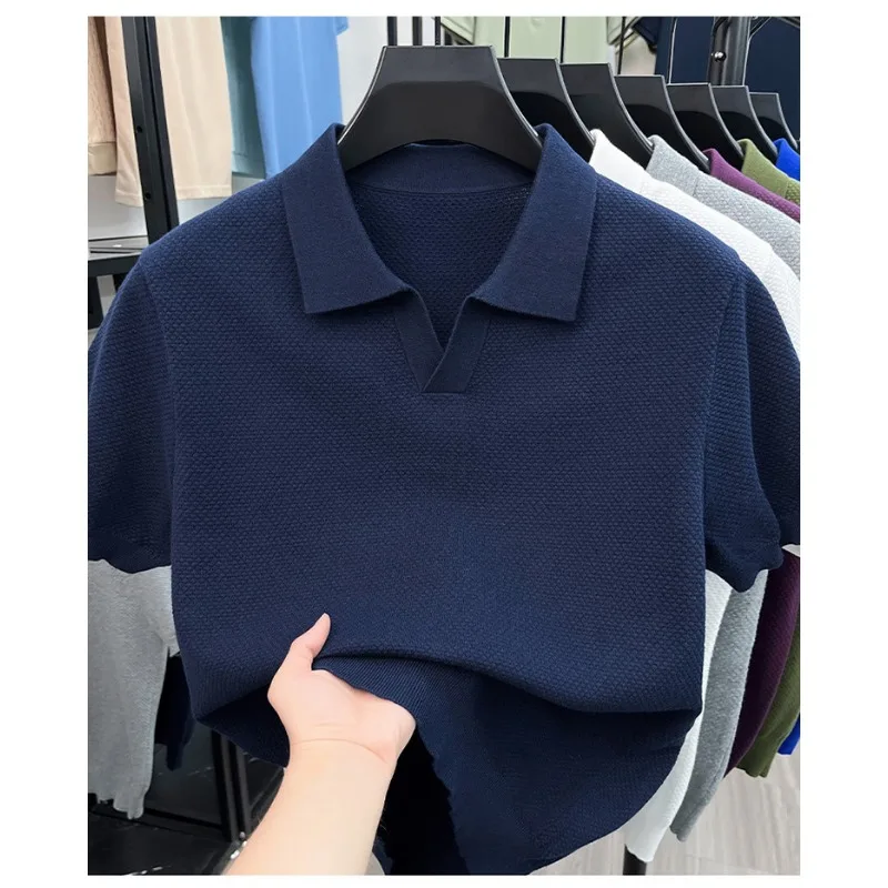Lightweight Men's Polo Shirts Cotton Short Sleeve Tshirt Solid Color Comfortable Classic Casual Summer Breathable Top