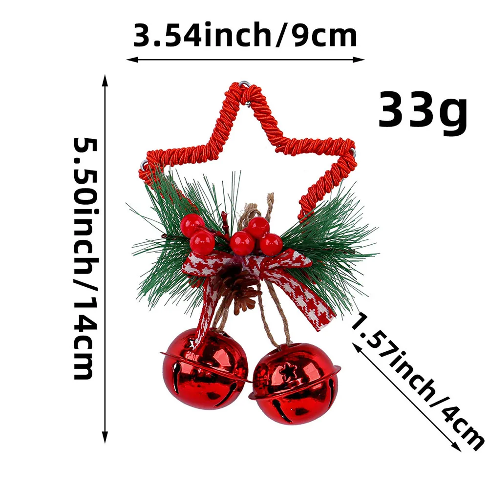 Christmas Tree Red Gold White Star Bell Ornament Christmas Decoration Tree Ornament Tool-free Installation Multi-use Hanging