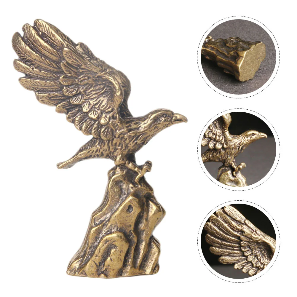 Car Dashboard Decor Brass Eagle Simulation Sculpture Retro Figurines Tabletop Supplies