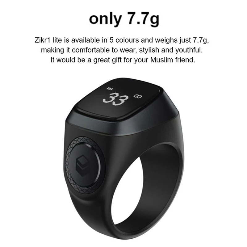 Smart Tasbih Tally Counter Ring for Muslims Zikr Digital Tasbeeh 5 Prayer Time Reminder Bluetooth