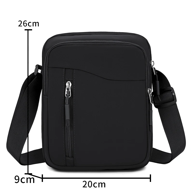 Herren-Umhängetasche aus Nylon, lässige Pendler-Outdoor-Mode-Schultertasche, wasserdichter Rucksack im Street-Style, einfarbig – Detail 1
