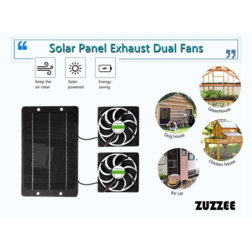10 واط 12 فولت لوحة طاقة شمسية ومروحة تهوية عالية السرعة طقم مروحة عادم الطاقة الشمسية لوحة طاقة شمسية مروحة تبريد مزدوجة للمطبخ ومنزل الكلب