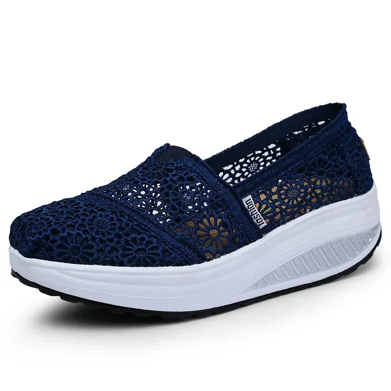 Women Shoes 2024 Mesh Breathable Sport Sandals Summer Wedge Platform Lace Sneakers Female Weave Casual Shoes Sandalias