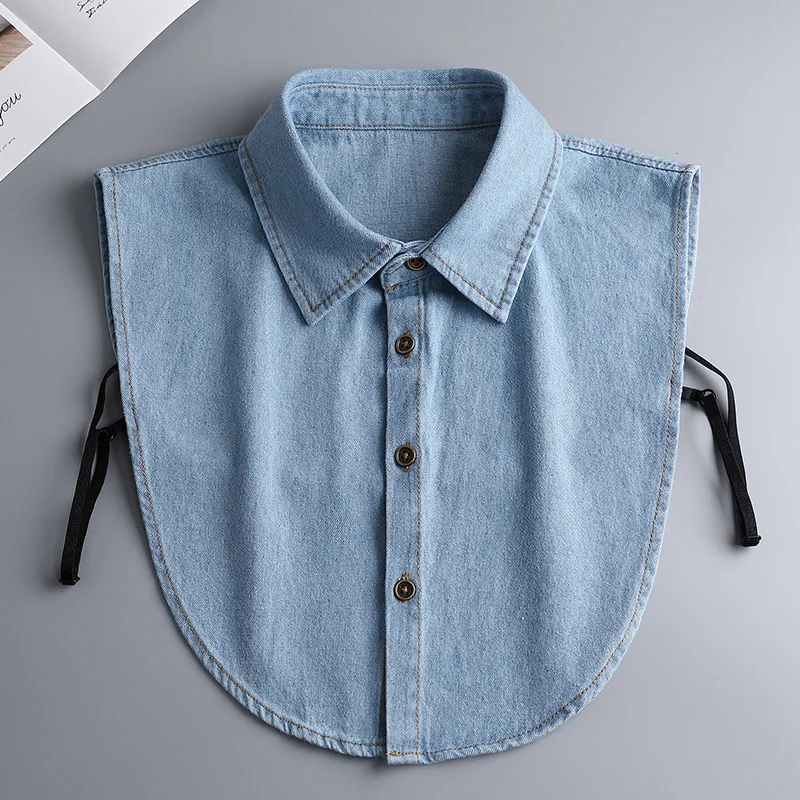 Simple Fashionable Versatile Casual Korean Denim Fake Collar For Spring Autumn And Winter Paired With Decorative Woolen