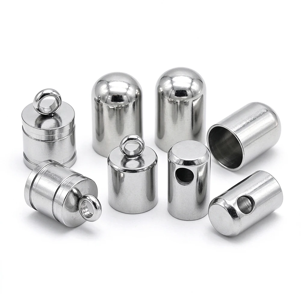 20Pcs Stainless Steel Cord End Caps Rope Terminators Crimp End Tips For Leather Cord DIY Bracelet Necklace Jewelry Making