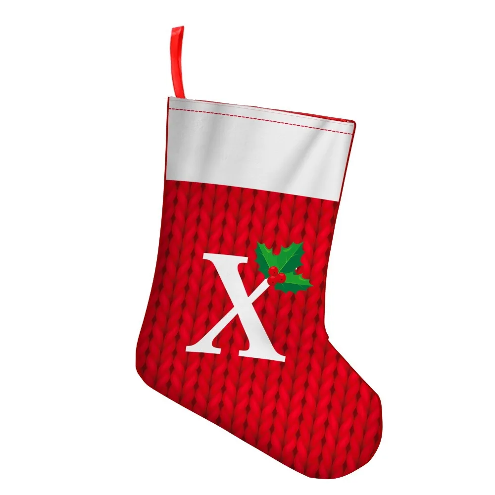 

Multifunctional A-Z Christmas Alphabet Socks Cute Creativity Red Letter Socks Hangable Pendant Candy Bag Christmas Decorations