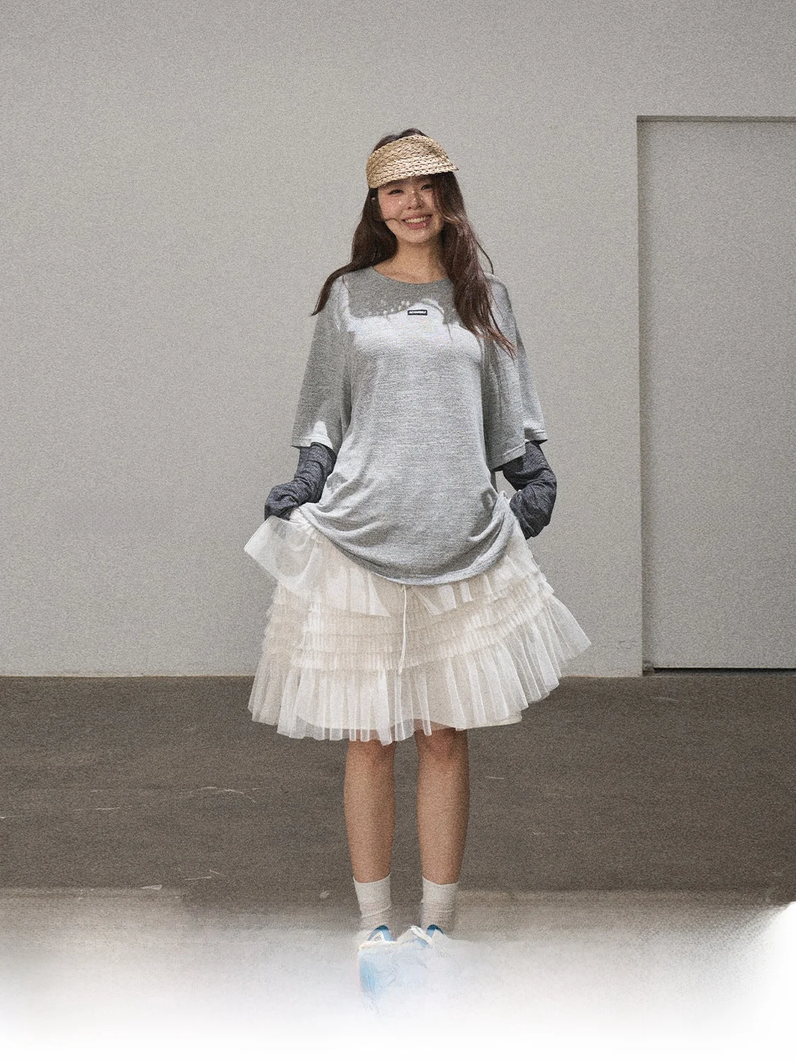 

Футболка JINGU большого размера с круглым вырезом и длинными рукавами, с цветными вставками на рукавах, в повседневном корейском стиле, женская модная одежда весна-лето